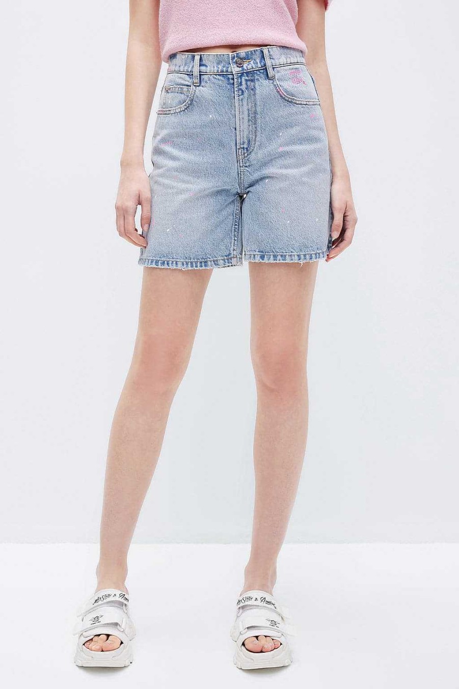 Kurze Hose | Miss Sixty Miss Sixty X Andre Saraiva Capsule Collection Gerade Jeansshorts Hellblau