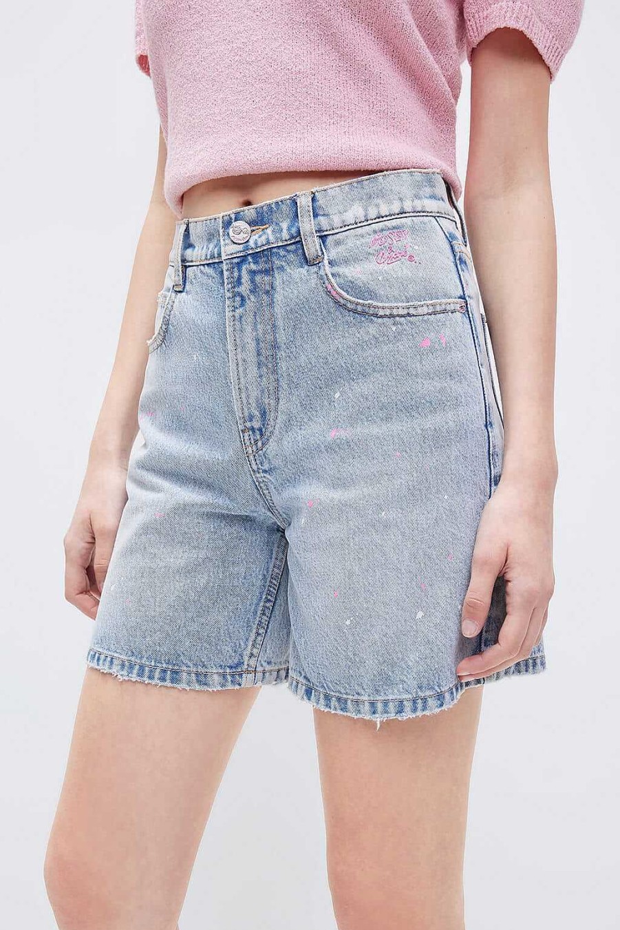 Kurze Hose | Miss Sixty Miss Sixty X Andre Saraiva Capsule Collection Gerade Jeansshorts Hellblau