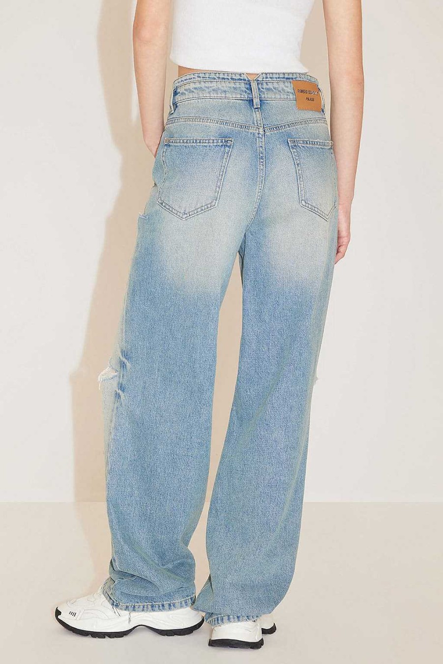 Jeans | Miss Sixty Stilvolle Zerrissene Jeans Mit Weitem Bein Grau Blau