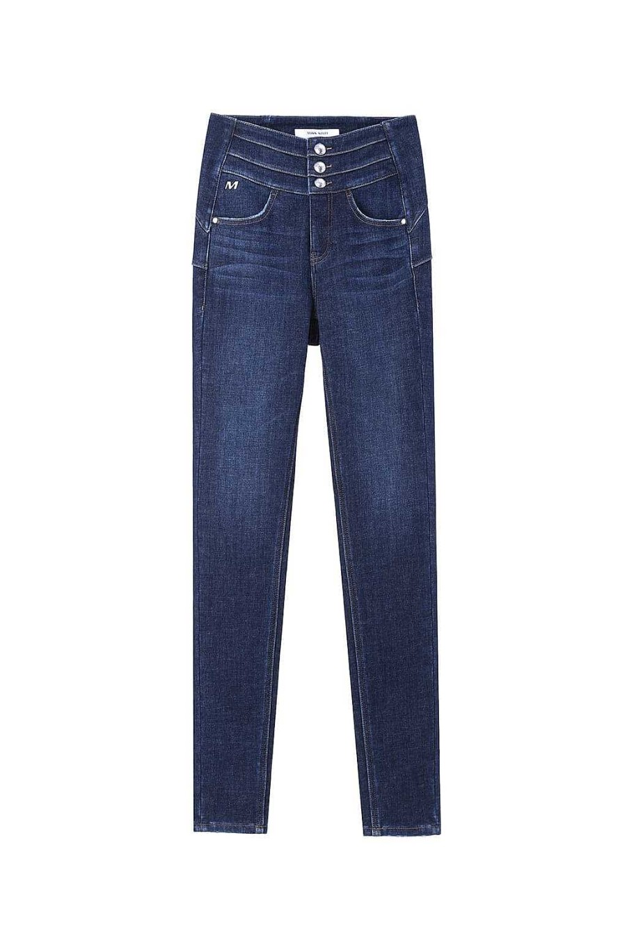 Jeans | Miss Sixty Tiefblaue, Mit Fleece Gefutterte Slim-Fit-Denimjeans Mit Hoher Taille Tiefes Blau