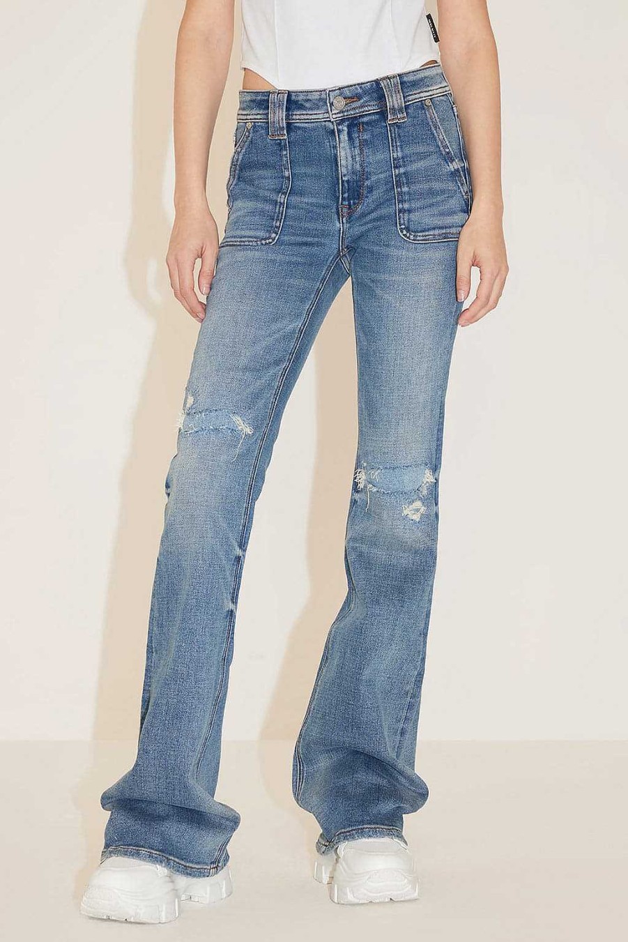 Jeans | Miss Sixty Vintage Distressed Bootcut-Jeans Dunkelblau