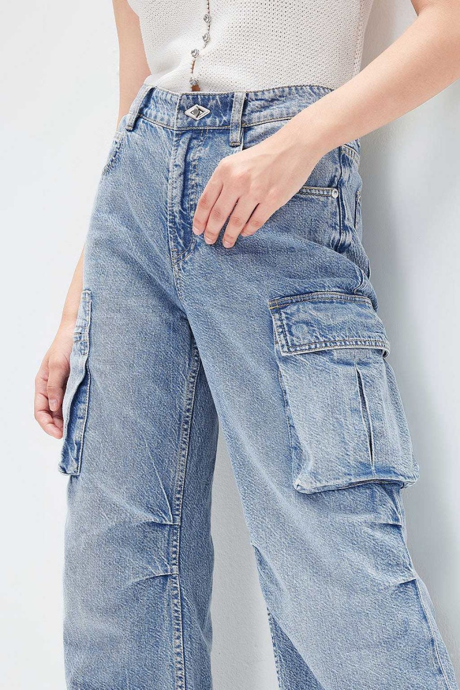 Jeans | Miss Sixty Vintage-Cargo-Jeans Mit Weitem Bein Mittelblau