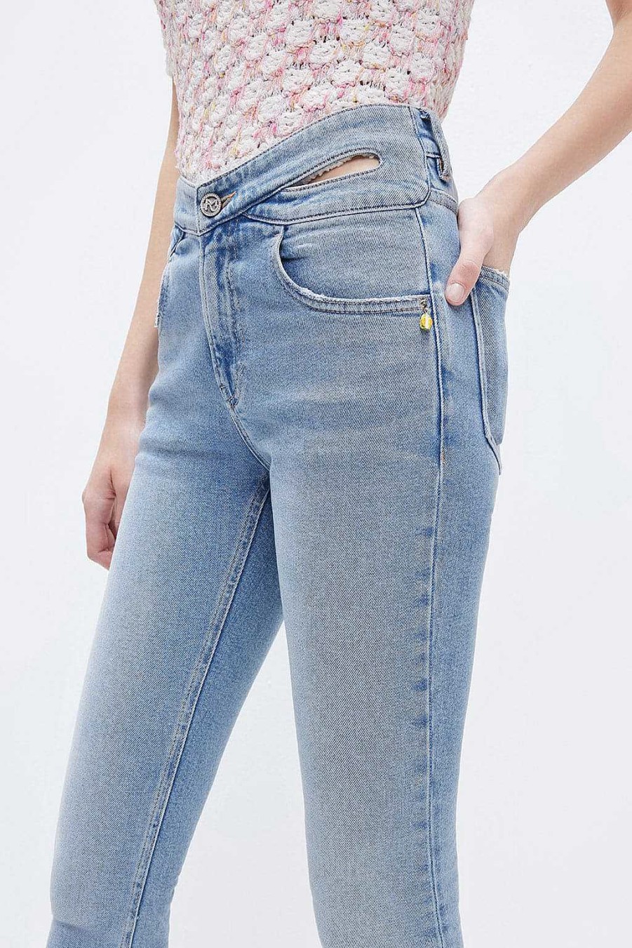 Jeans | Miss Sixty Ausgestellte Jeans Mit Ausschnitt In Der Taille Hellblau