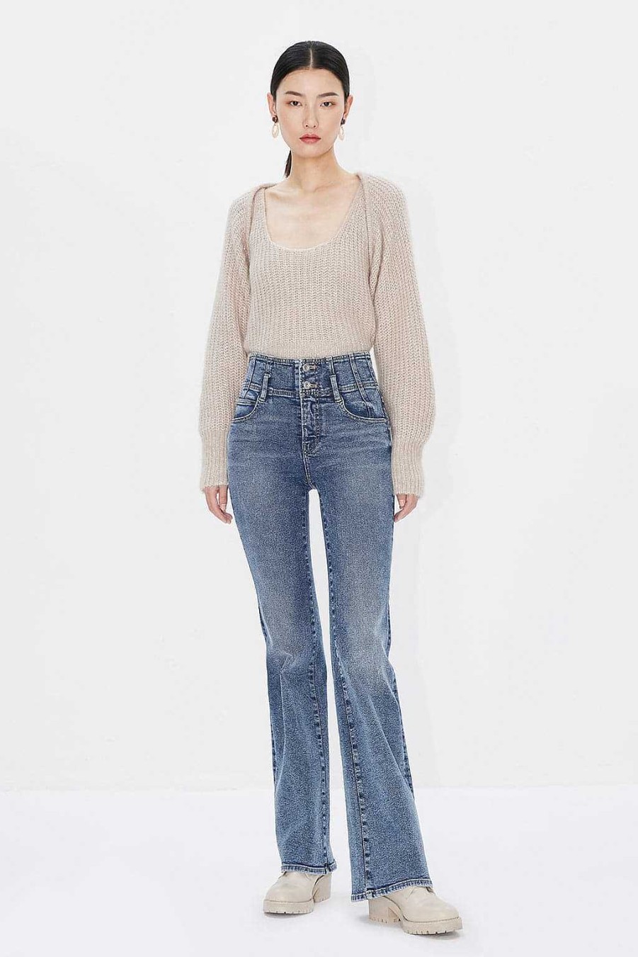 Jeans | Miss Sixty Ausgestellte Jeans Mit Hoher Taille Mittelblau