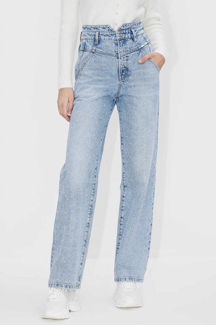 Jeans | Miss Sixty Perlenjeans Mit V-Formiger Taille Mittelblau