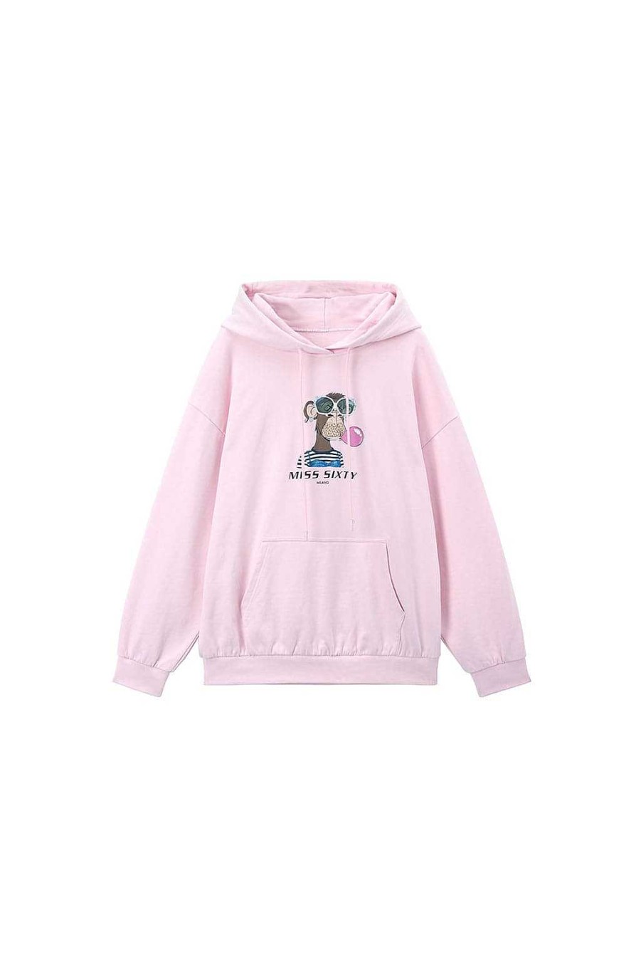 Oberteile | Miss Sixty Nft Capsule Hellrosa Muster Loses Kapuzenpullover Baby Pink