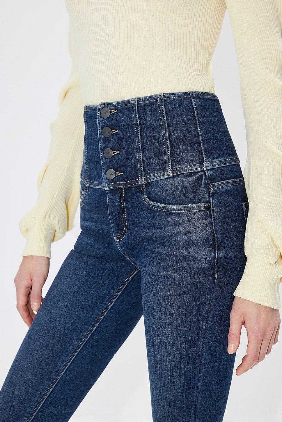 Jeans | Miss Sixty Super-High-Rise-Fleece-Rohrenjeans Mit Vier Knopfen Blau