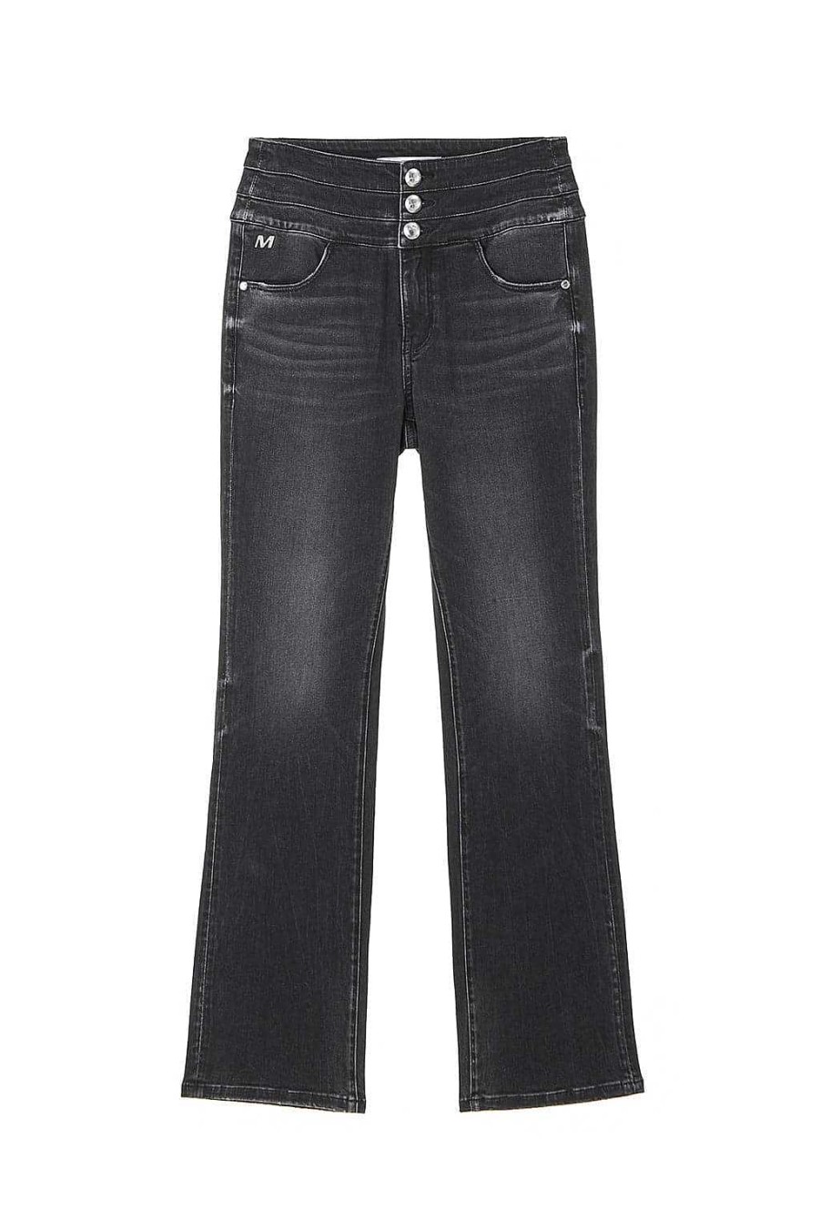 Jeans | Miss Sixty Jeans Mit Hoher Taille Und Drei Knopfen In Acid-Waschung Schwarzer Nebel