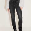 Jeans | Miss Sixty Schwarz-Graue, Mit Fleece Gefutterte Slim-Denim-Jeans Mit Hoher Taille Schwarzer Nebel