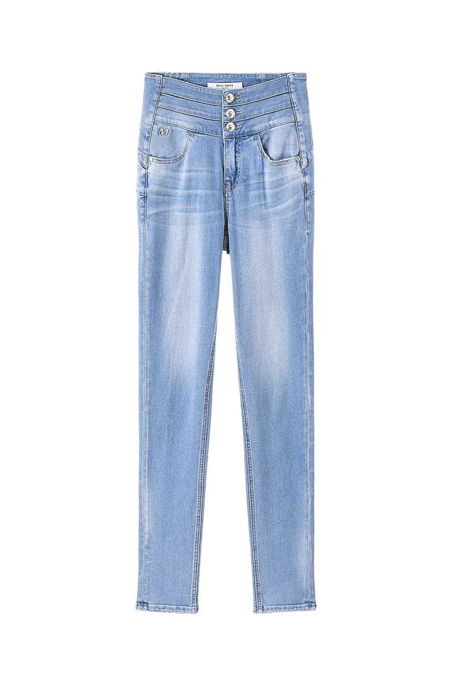 Jeans | Miss Sixty Jeans Mit Hoher Taille Und Drei Knopfen In Acid-Waschung Hellblau