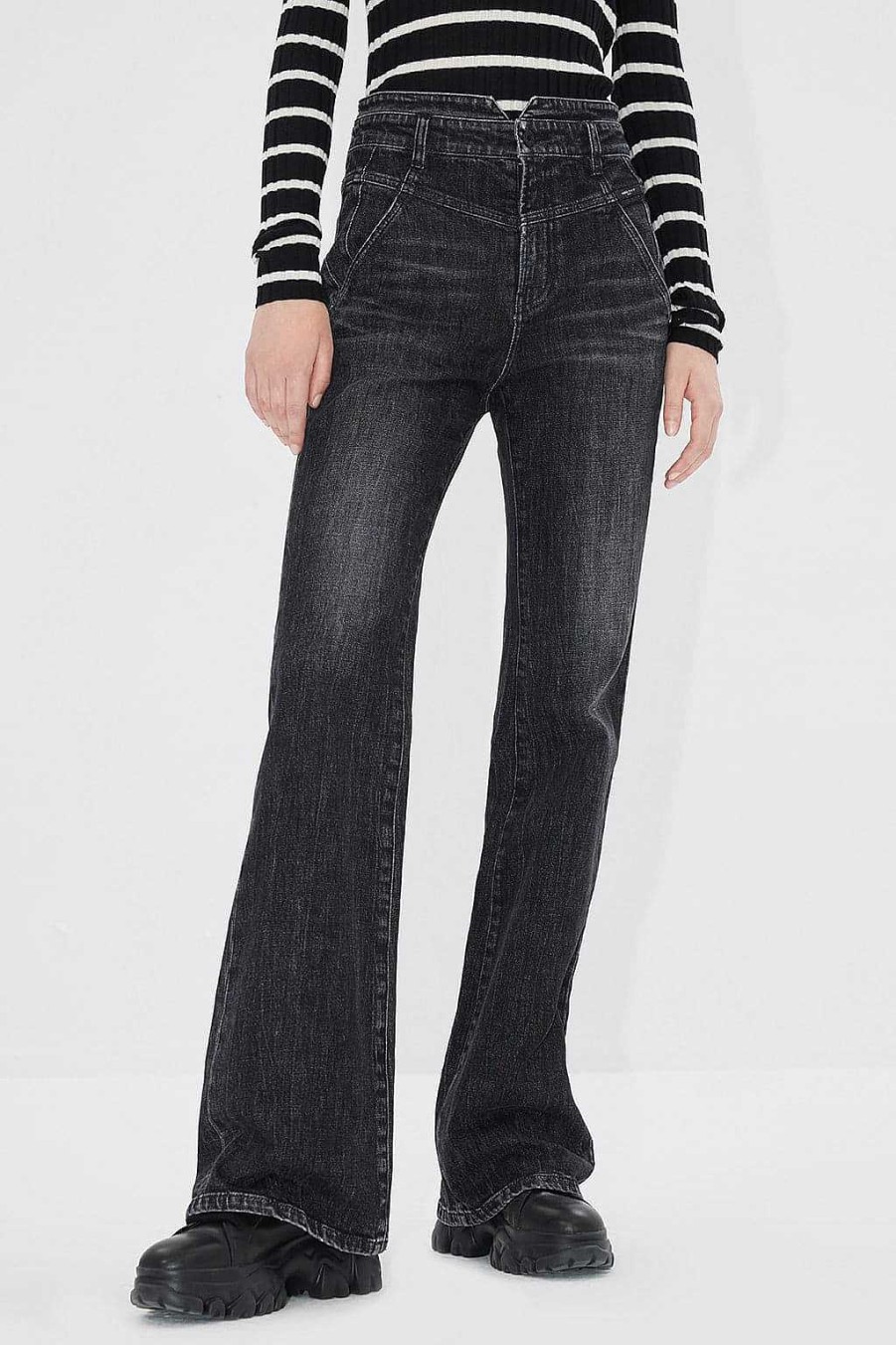 Jeans | Miss Sixty Leicht Ausgestellte Jeans Mit Hoher Taille Schwarzer Nebel