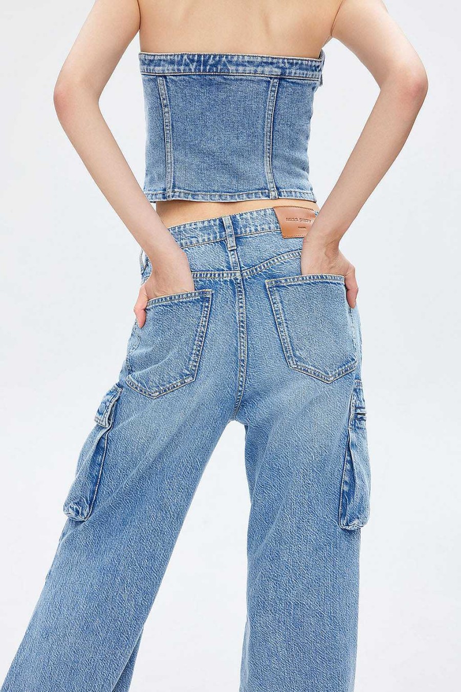 Jeans | Miss Sixty Vintage-Cargo-Jeans Mit Weitem Bein Mittelblau