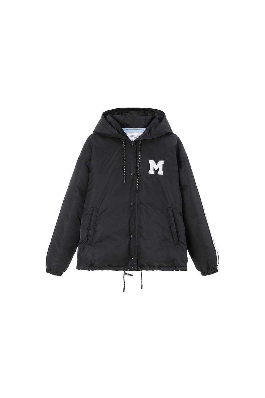 Jacken Und Oberbekleidung | Miss Sixty Lassige, Sportliche Daunenjacke Mit Kapuze Schwarz