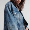 Jacken Und Oberbekleidung | Miss Sixty Miss Sixty X Keith Haring Capsule Collection Kontrastfarbene Revers-Jeansjacke Mittelblau