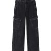 Jeans | Miss Sixty Vintage Schwarze Und Graue Cargo-Jeans Mit Kordelzug Schwarzer Nebel