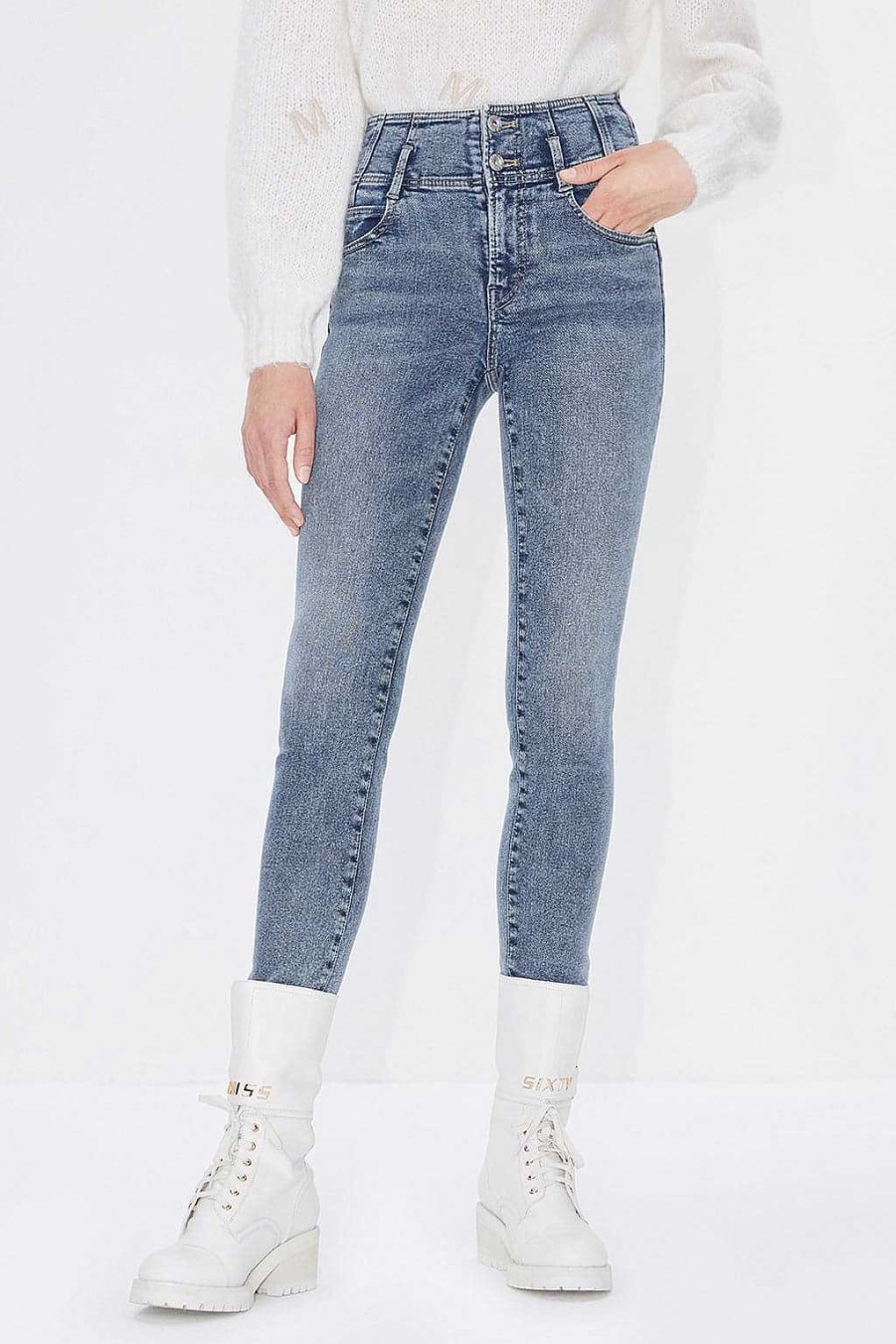 Jeans | Miss Sixty Stretch-Slim-Jeans Mit Hoher Taille Mittelblau