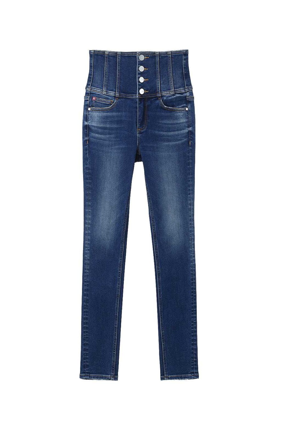 Jeans | Miss Sixty Dehnbare Slim-Jeans Mit Vier Knopfen Und Hoher Taille Mittelblau