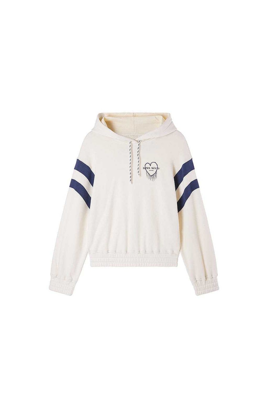 Oberteile | Miss Sixty Sportliches Colour-Block-Kapuzen-Sweatshirt Cremefarben