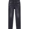 Jeans | Miss Sixty Schwarze Und Graue Slim-Fit-Jeans Aus Kaschmirmischung Mit Vier Knopfen Und Hohem Bund Schwarzer Nebel