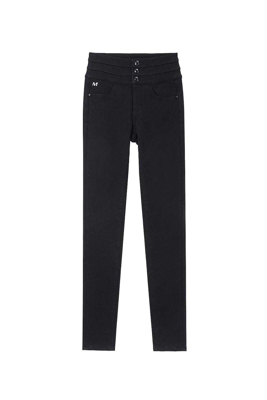 Jeans | Miss Sixty E, Mit Fleece Gefutterte Slim-Fit-Denimjeans Mit Hoher Taille Schwarz