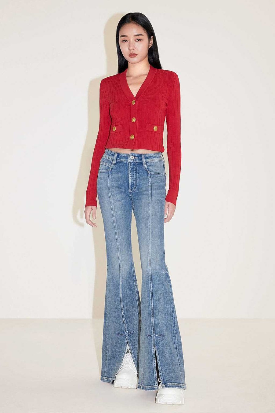 Jeans | Miss Sixty Ausgestellte Jeans Mit Retro-Schnalle Mittelblau