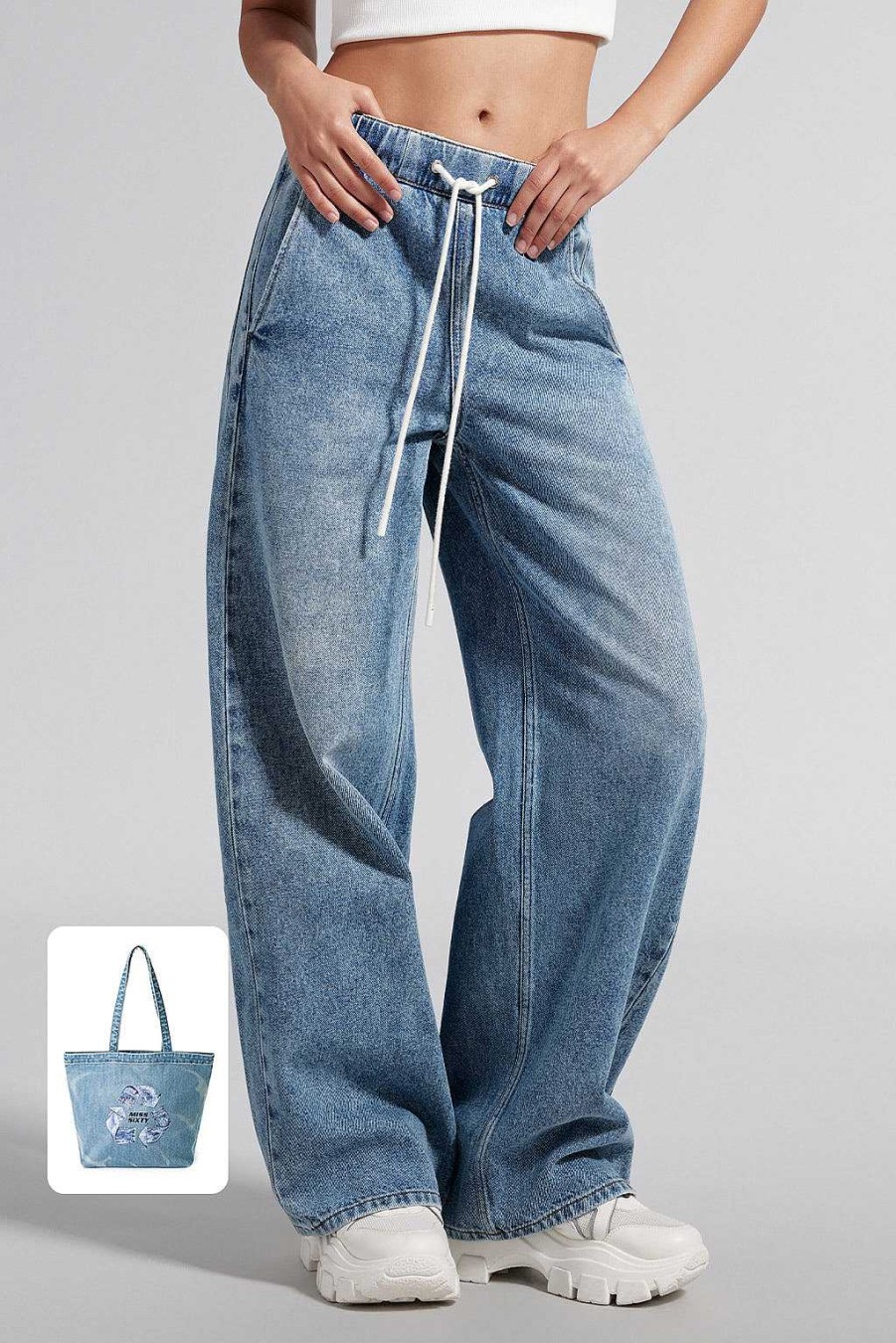 Jeans | Miss Sixty Jeans Mit Geradem Bein Und Elastischem Bund Hellblau