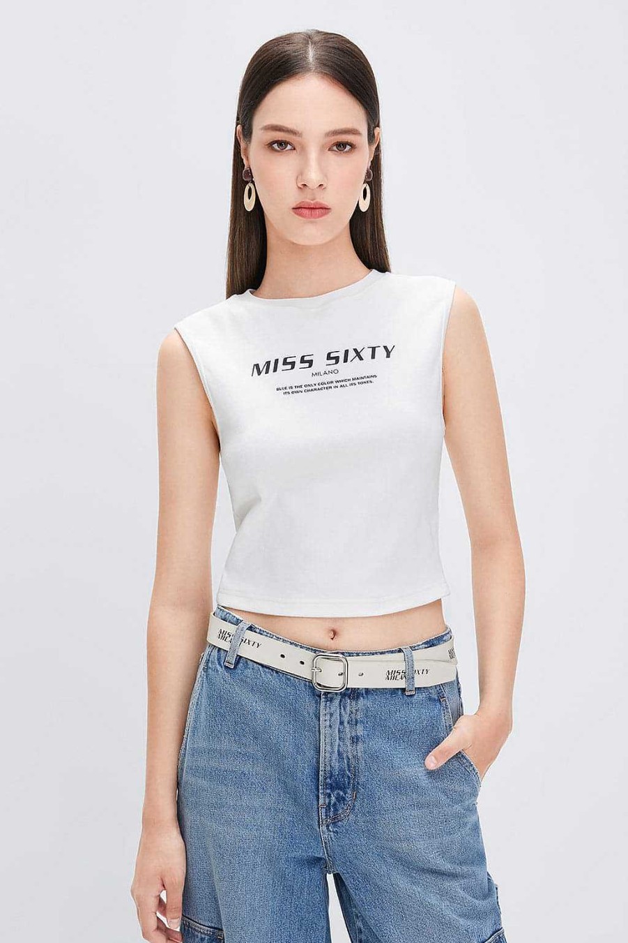 Oberteile | Miss Sixty Armelloses, Dehnbares Slim-Fit-T-Shirt