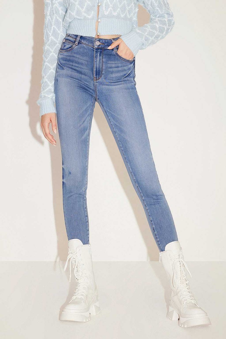 Jeans | Miss Sixty Blaue, Dehnbare Rohrenjeans Mittelblau