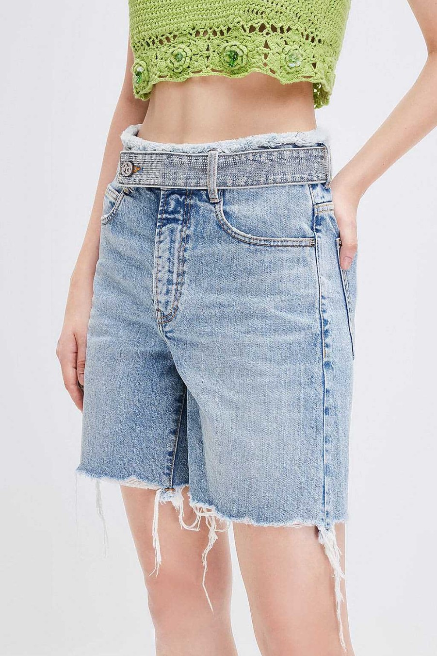 Kurze Hose | Miss Sixty Vintage Zerrissene Jeansshorts Hellblau