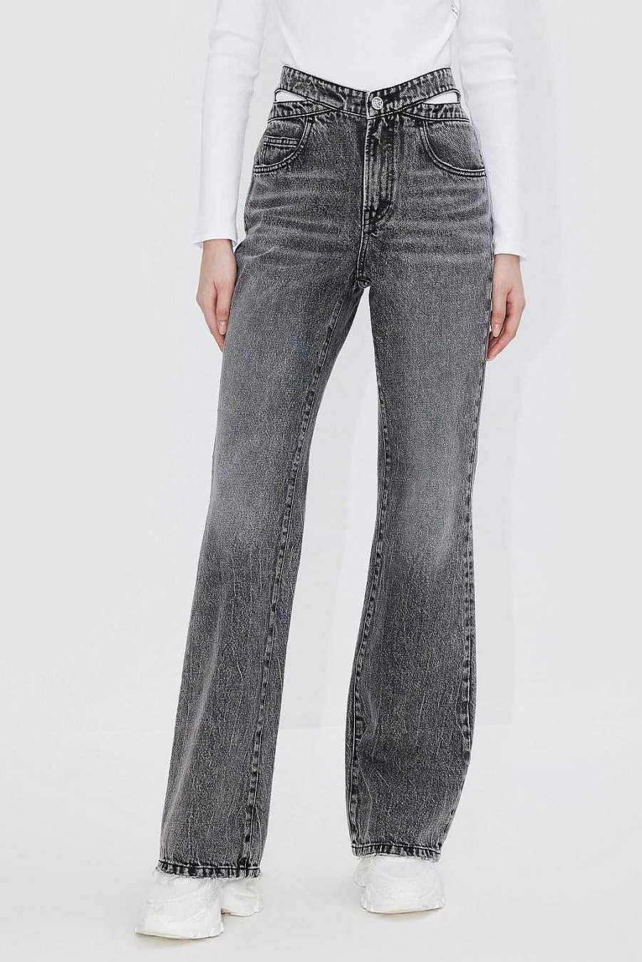 Jeans | Miss Sixty Ausgestellte Jeans Mit Ausgeschnittenem Bund Schwarzer Nebel