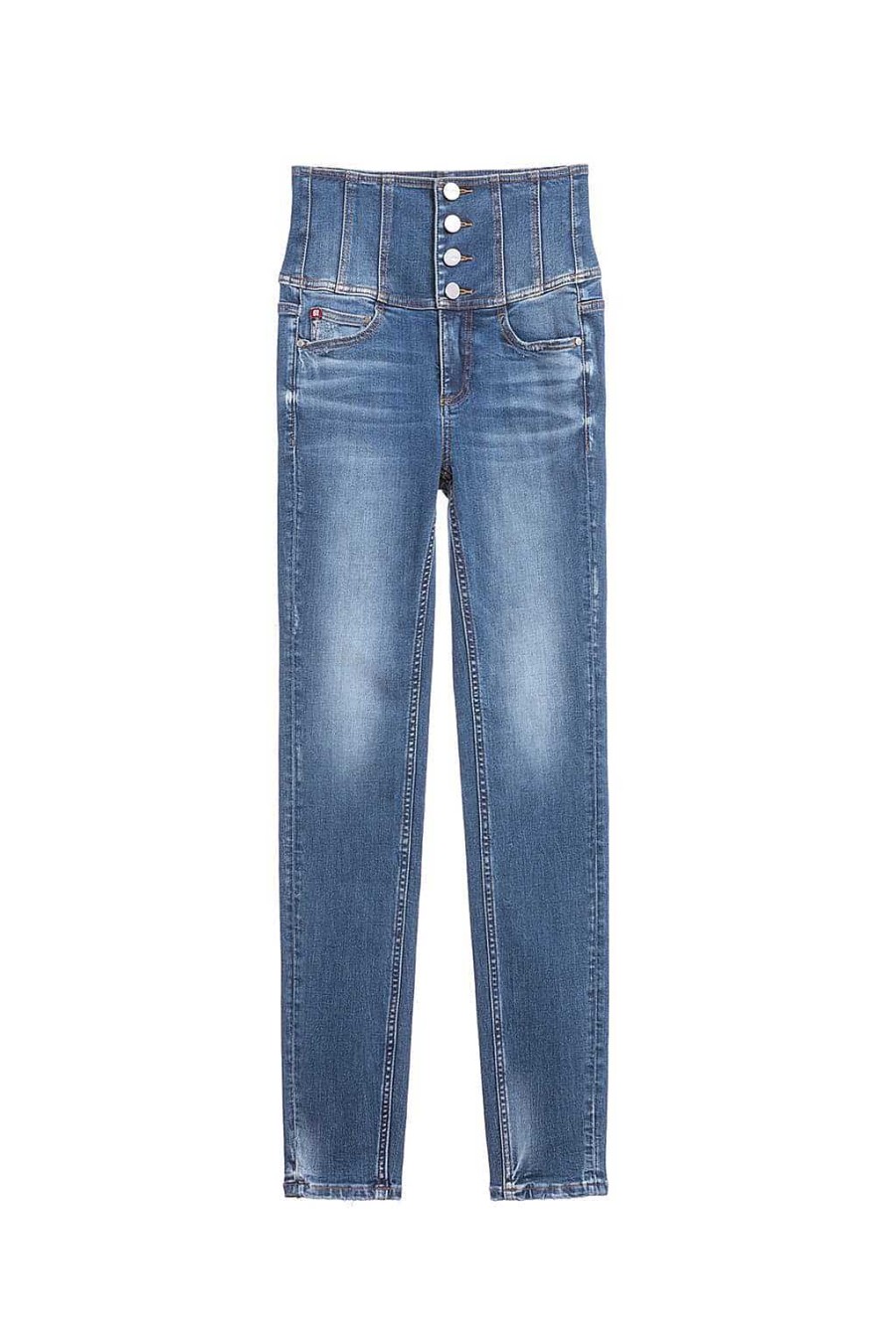 Jeans | Miss Sixty Super High Waist Slim Fit-Jeans Mit Vier Knopfen Mittelblau