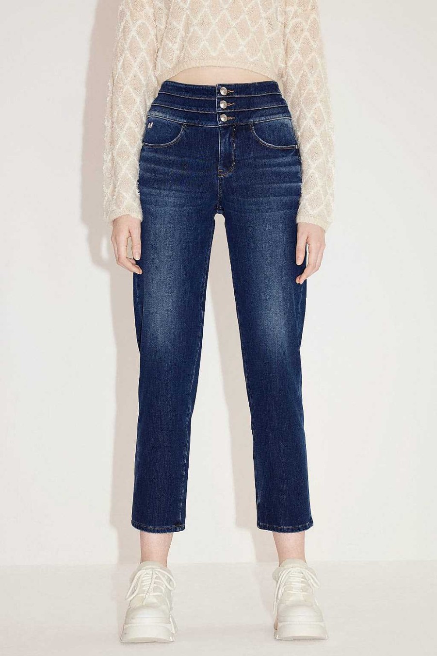 Jeans | Miss Sixty Dunkelblaue Stretch-Jeans Aus Kaschmirmischung Mit Hoher Taille Tiefes Blau