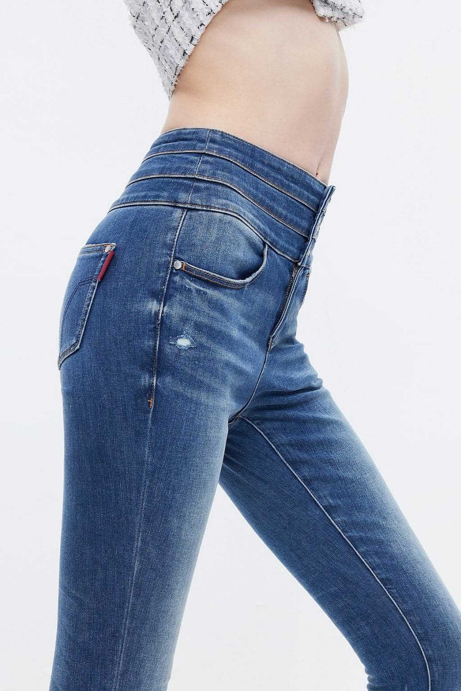 Jeans | Miss Sixty Zerrissene, Dehnbare Jeans Mit Hoher Taille Und Schmaler Passform Mittelblau