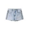 Kurze Hose | Miss Sixty Patchwork-Jeansshorts Mit Gewebtem Gurtel Und Farbblockmuster Hellblau