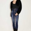 Jeans | Miss Sixty Dunkelblaue Slim-Fit-Stretchjeans Aus Kaschmirmischung Mit Vier Knopfen Und Hoher Taille Tiefes Blau