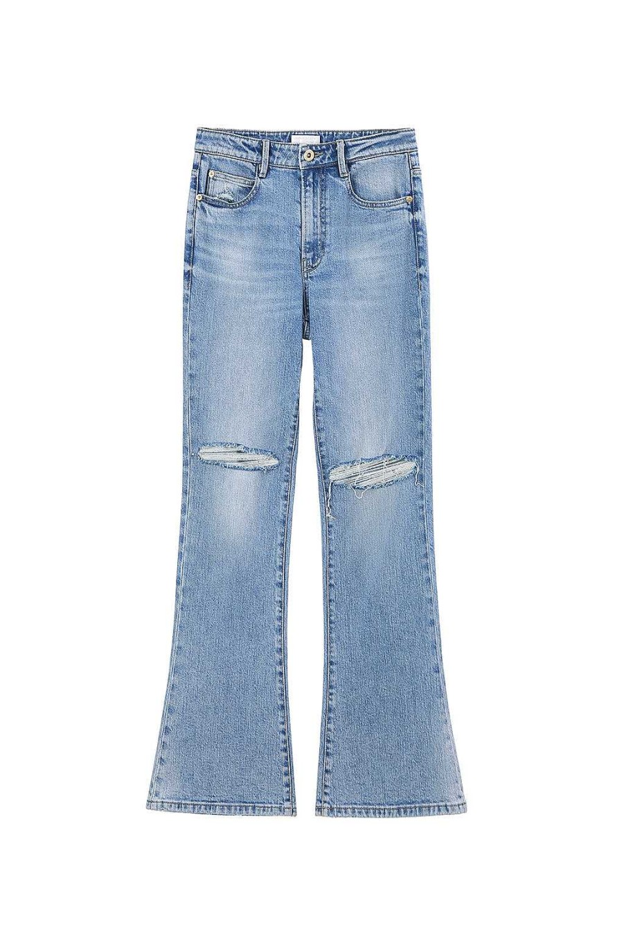 Jeans | Miss Sixty Ausgestellte Denim-Jeans Mit Seide Mittelblau