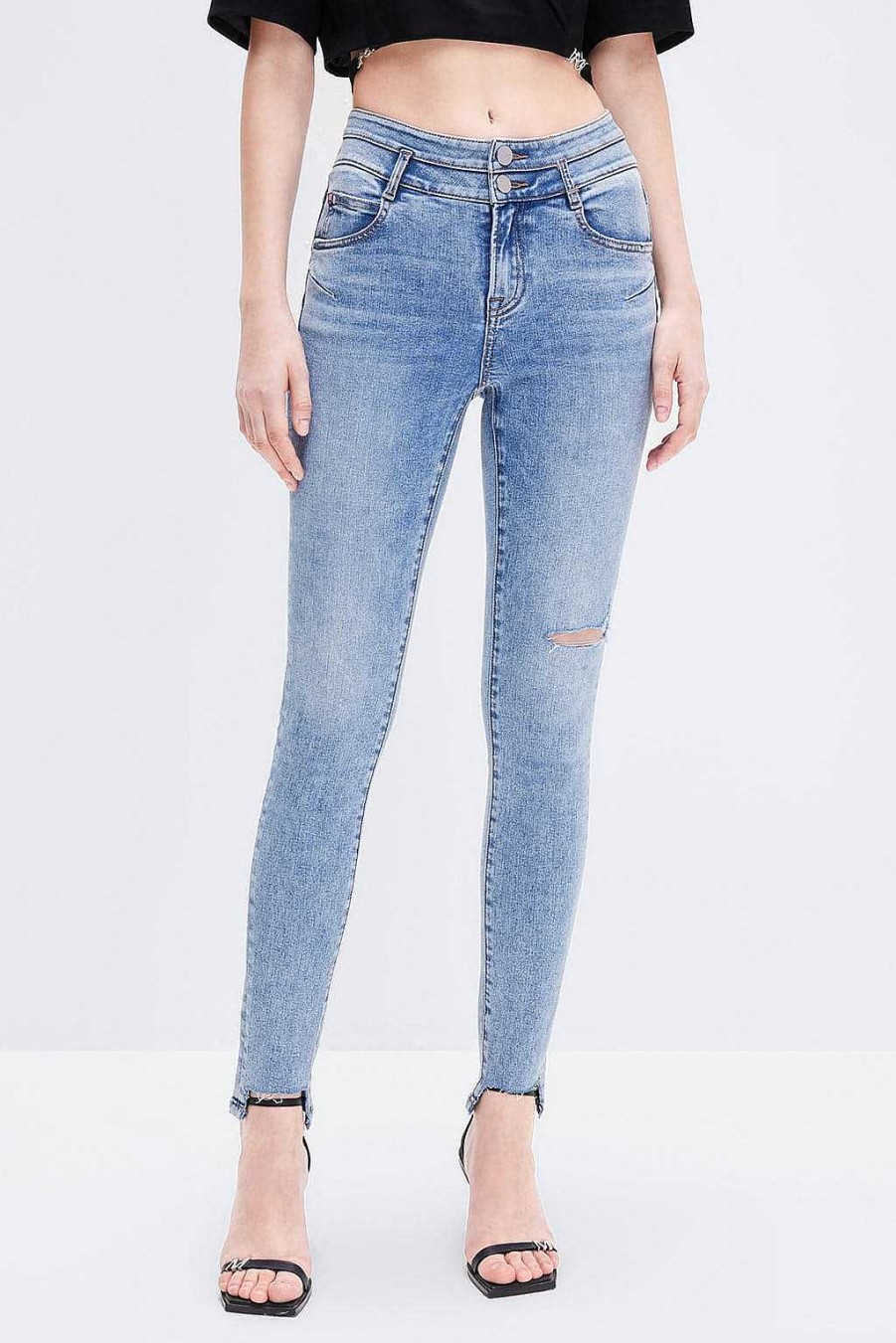 Jeans | Miss Sixty Slim-Fit-Stretchjeans Mit Hohem Bund Hellblau