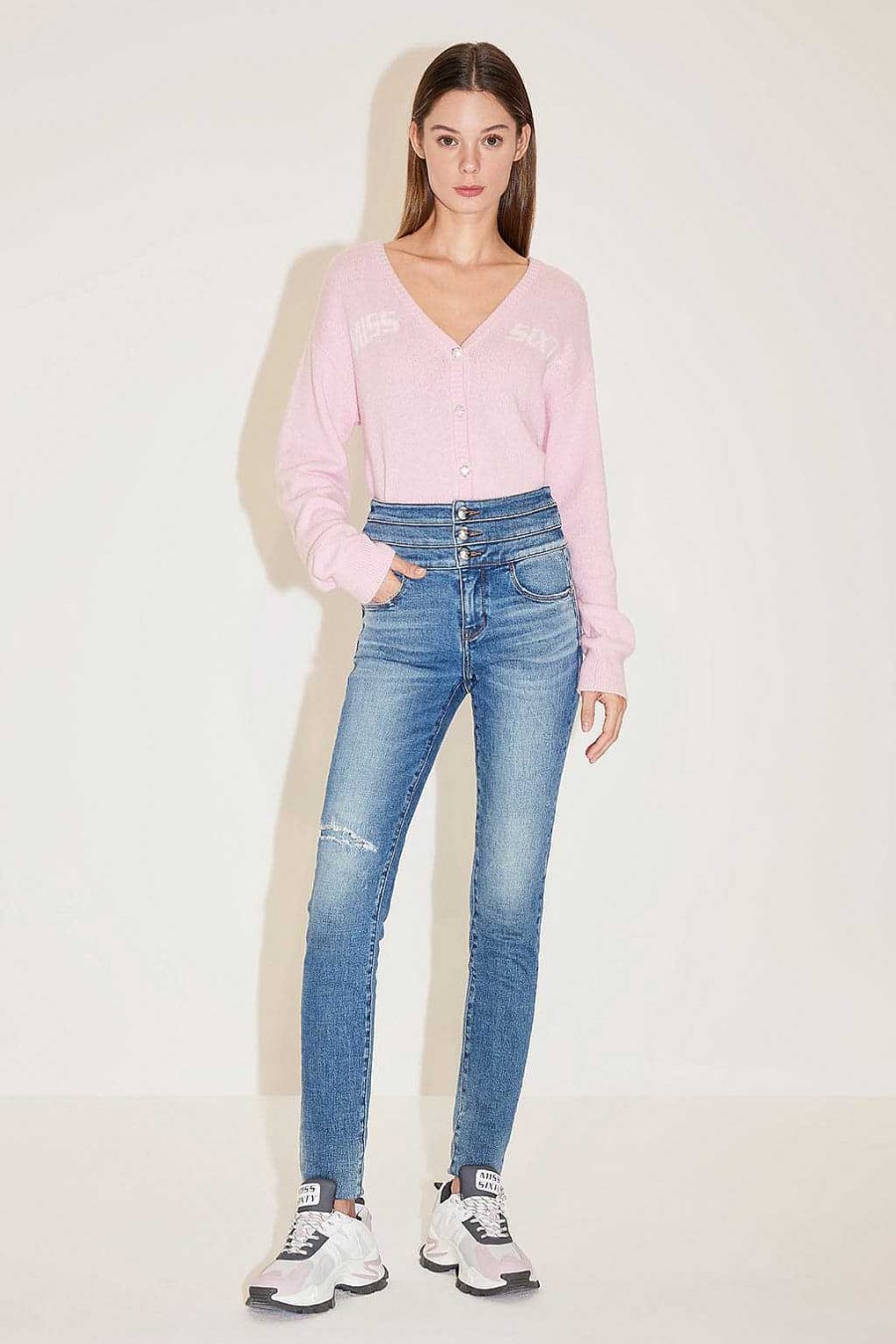 Jeans | Miss Sixty Zerrissene Vintage-Jeans Mit Hoher Taille Dunkelblau