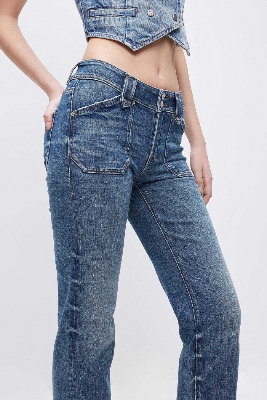 Jeans | Miss Sixty Weise Vintage-Jeans Mit Hohem Bund Und Gerader Passform Mittelblau