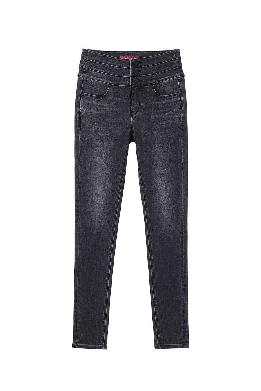 Jeans | Miss Sixty Schwarzgraue Skinny-Fit-Jeans Mit Hoher Taille Schwarzer Nebel