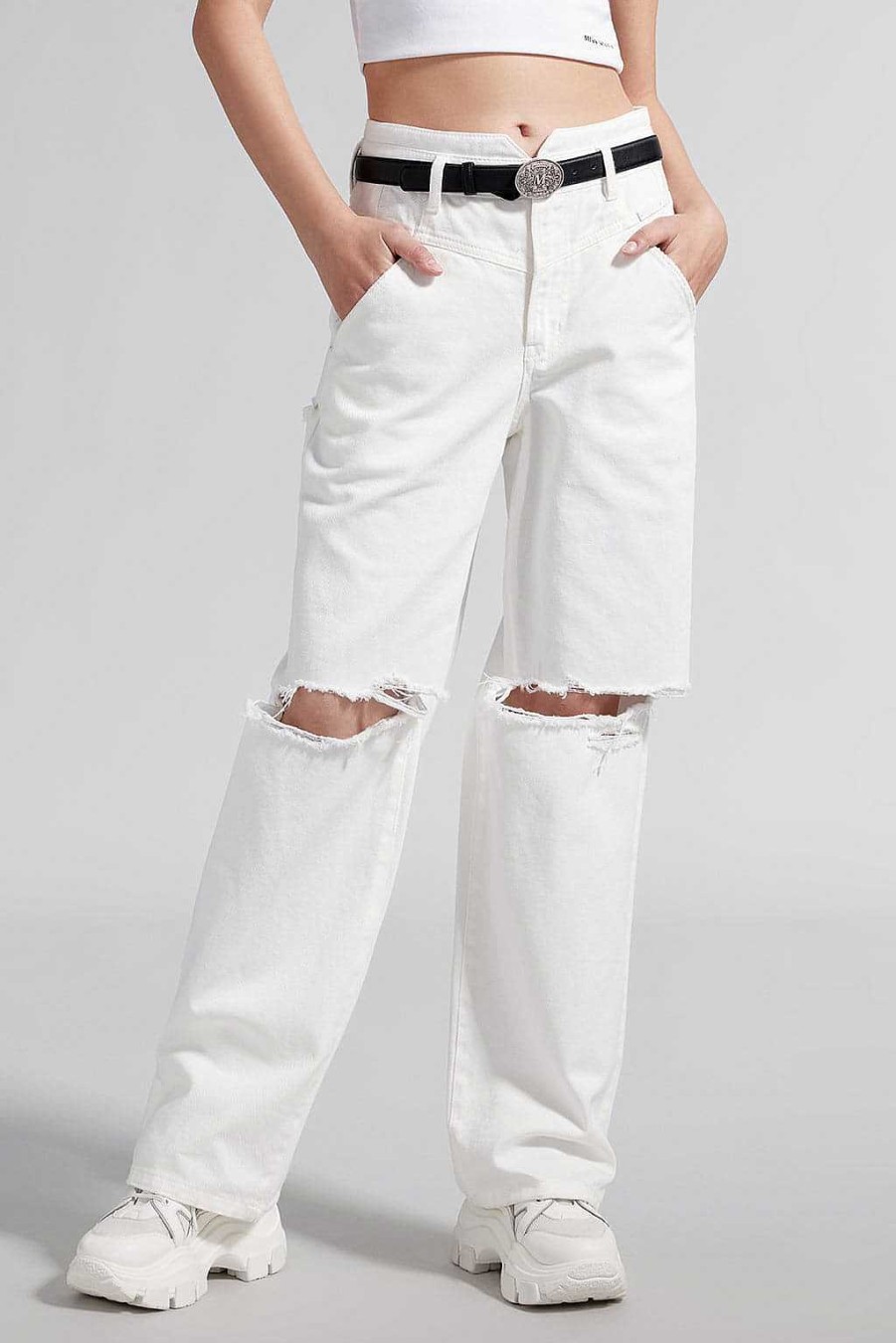 Jeans | Miss Sixty Zerrissene Weise Jeans Mit V-Formiger Taille Weiss