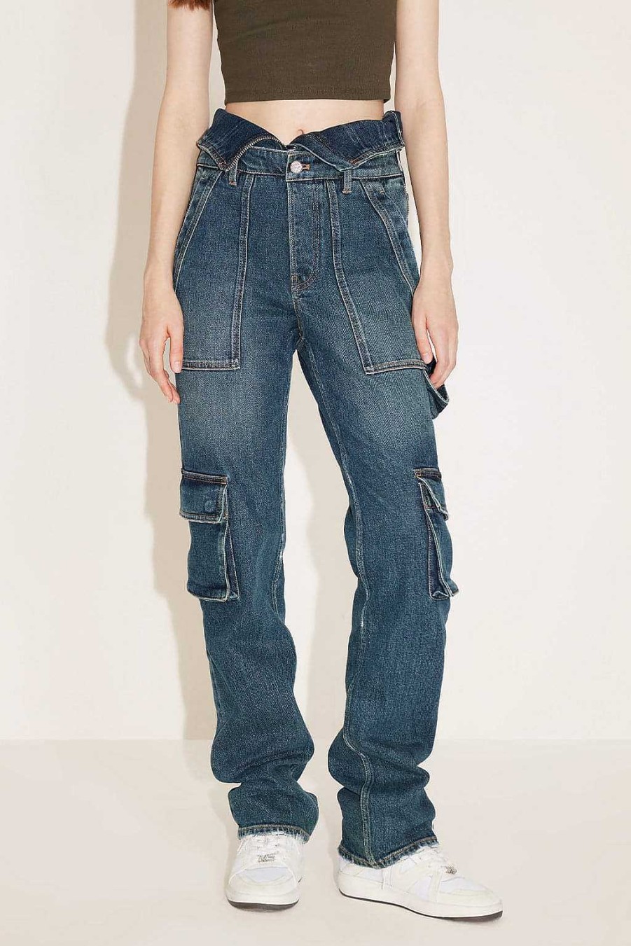 Jeans | Miss Sixty Vintage-Jeans Im Cargo-Stil Mit Doppelter Taille Und Seitlichem Reisverschluss Mittelblau