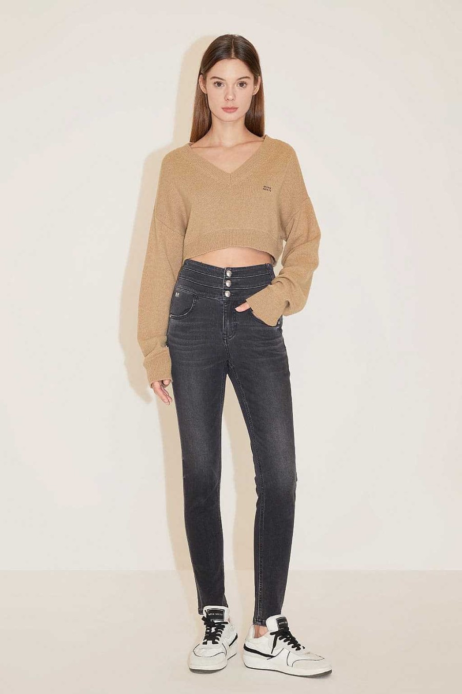 Jeans | Miss Sixty Slim-Fit-Jeans Mit Hoher Taille Schwarzer Nebel