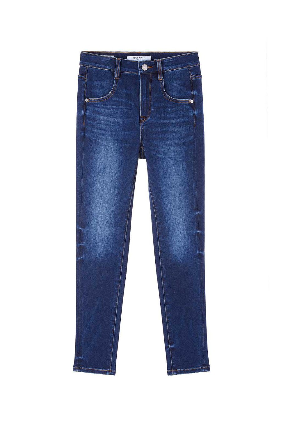 Jeans | Miss Sixty Marineblaue, Hoch Taillierte, Schmal Geschnittene, Verkurzte Jeans Tiefes Blau