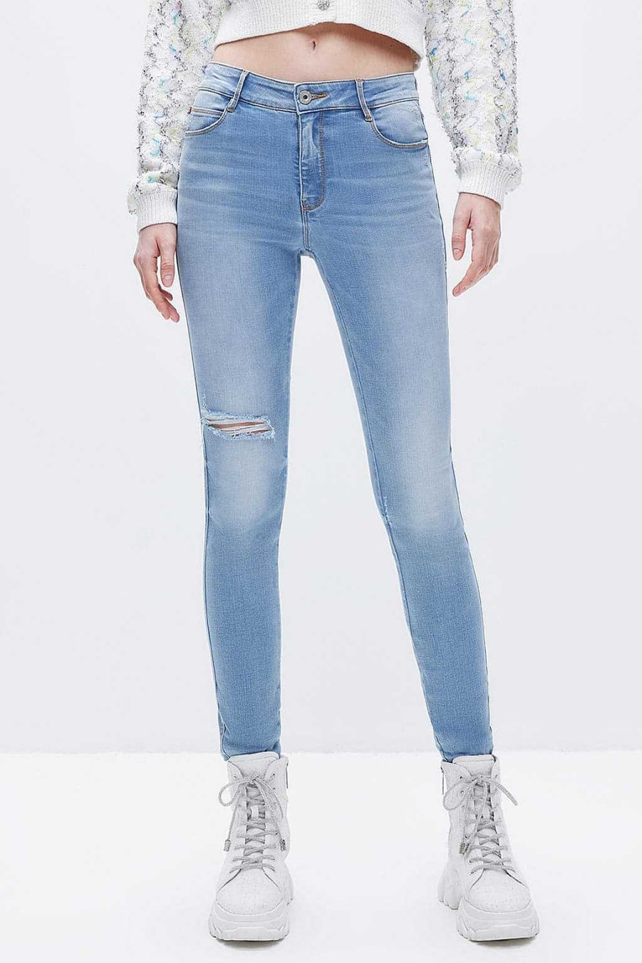 Jeans | Miss Sixty Stylische Slim-Fit-Jeans Mit Rissen Hellblau