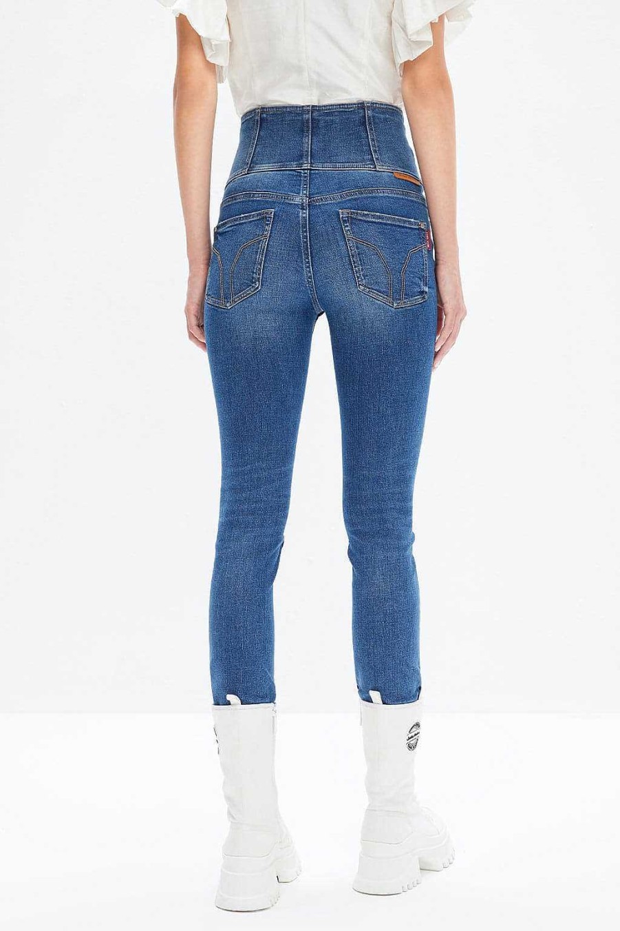 Jeans | Miss Sixty Blaue Jeans Mit Superhoher Taille Und Vier Knopfen Mittelblau