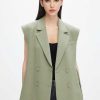 Jacken Und Oberbekleidung | Miss Sixty Limettengruner Armelloser Triacetat-Blazer Grun Grau