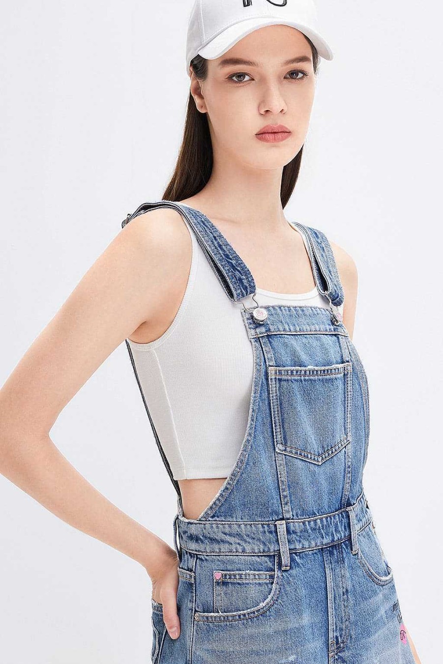 Hosen Und Overalls | Miss Sixty Miss Sixty X Andre Saraiva Capsule Collection Zerrissener Denim-Jumpsuit Mittelblau