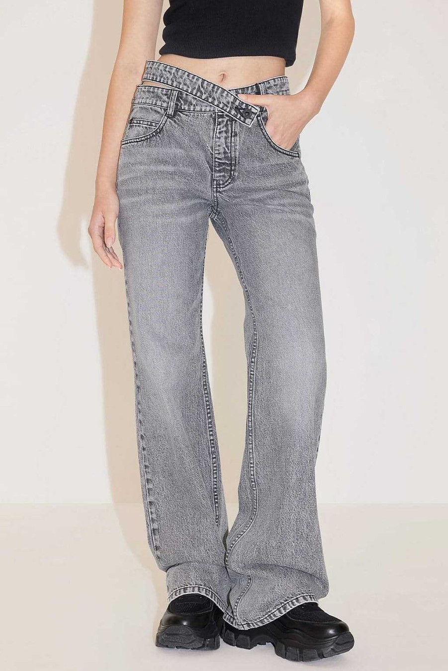 Jeans | Miss Sixty Sexy Ausgestellte Jeans Mit Hohler Taille Schwarzer Nebel