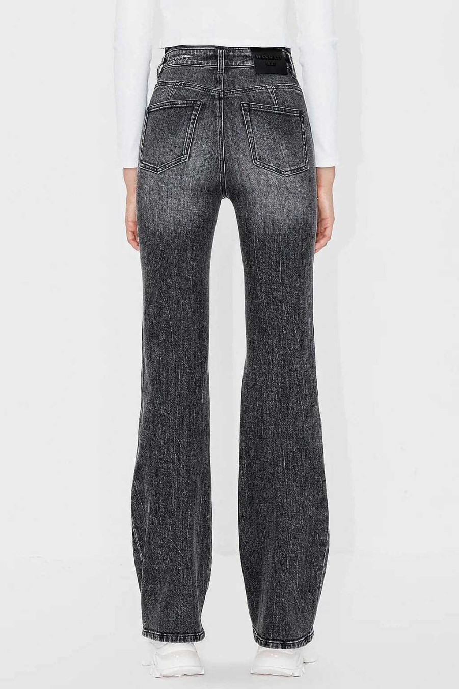 Jeans | Miss Sixty Leicht Ausgestellte Jeans Mit V-Formiger Taille Und Stickerei Schwarzer Nebel